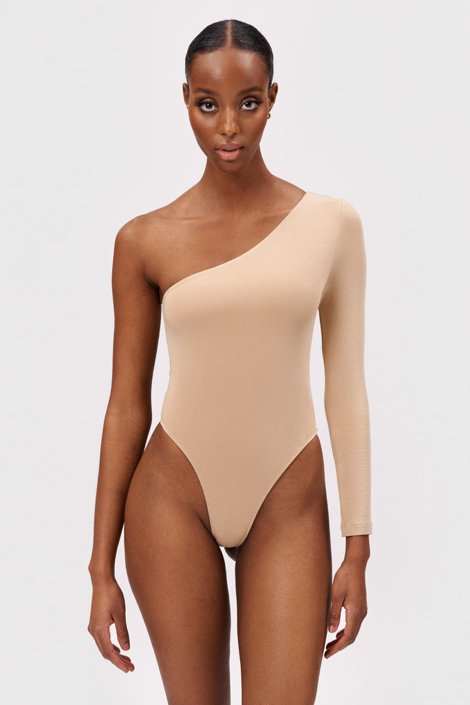 Bodysuit one shoulder mocha - Bodssy