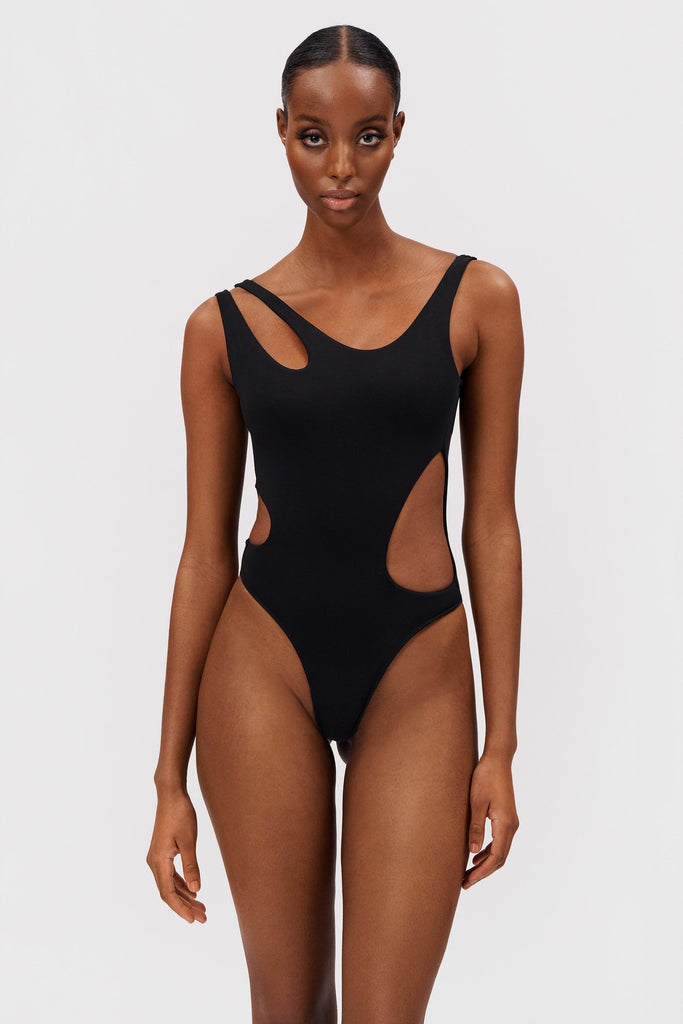 Cutout Bodysuit Black - Bodssy