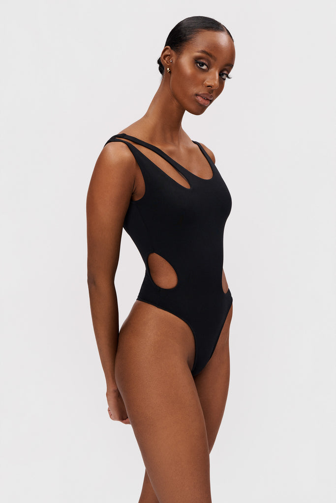 Cutout Bodysuit Black - Bodssy