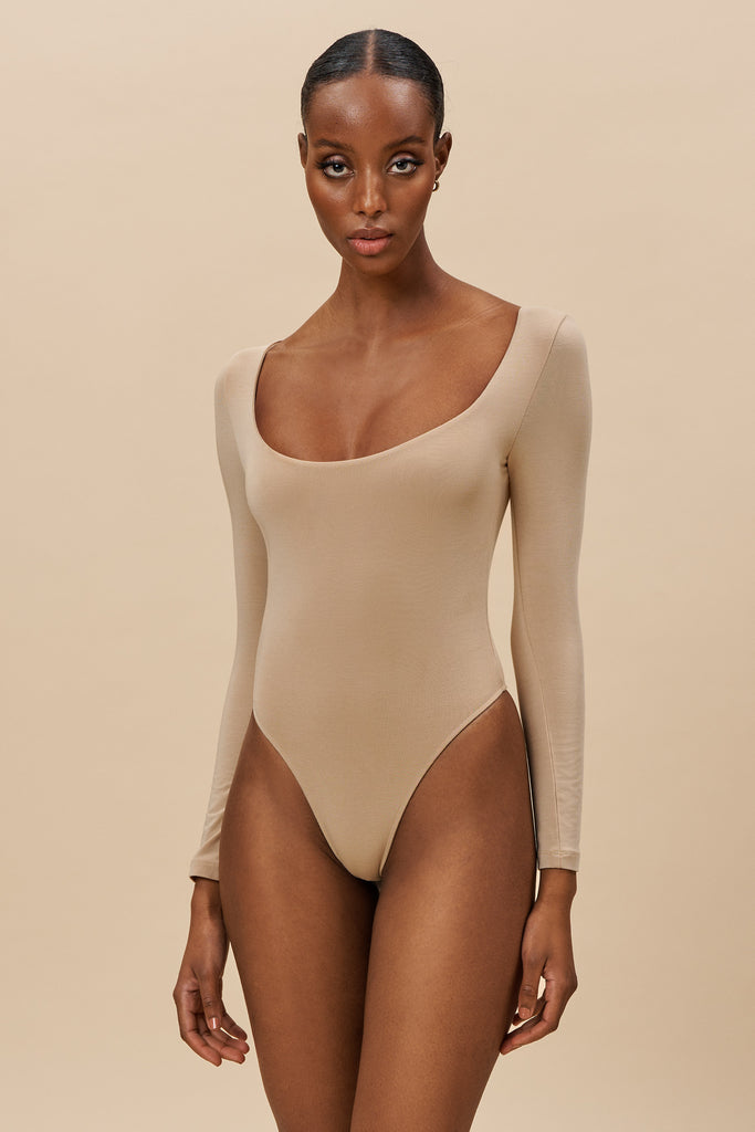 Bodysuit U-neck mocha - Bodssy