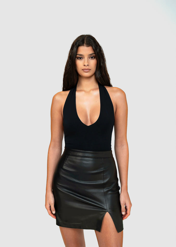 Halterneck bodysuit black - Bodssy