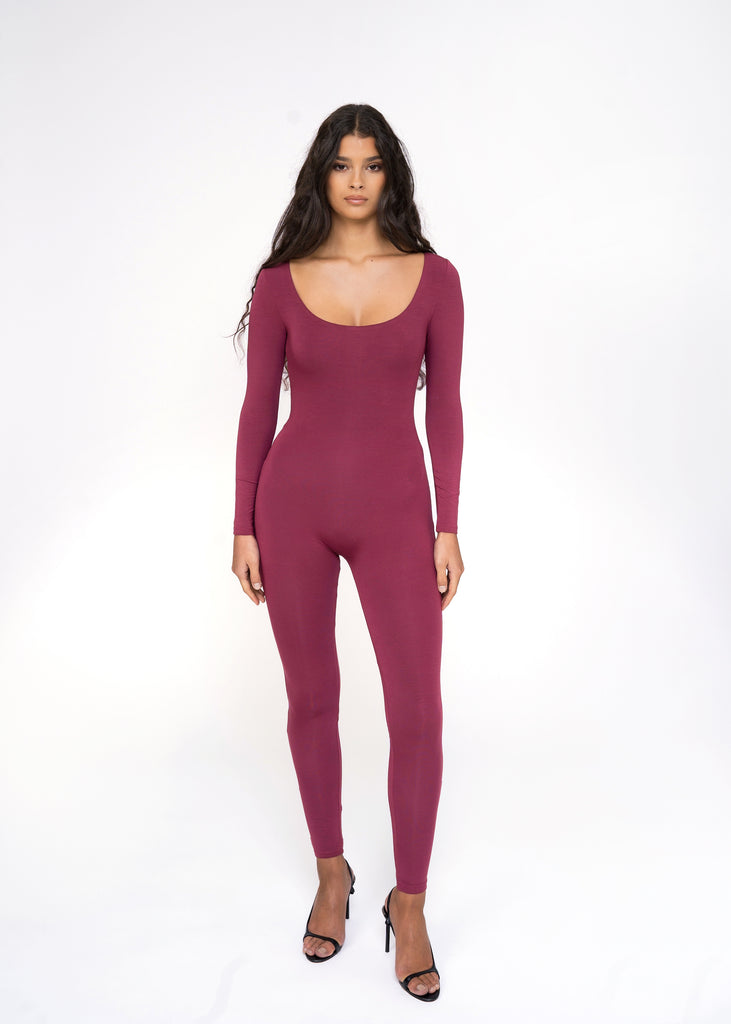 Melinda jumpsuit burgundy - Bodssy