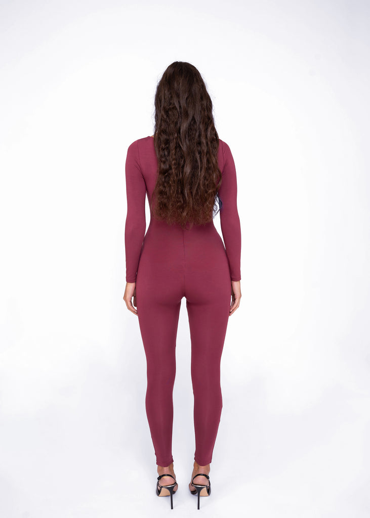 Melinda jumpsuit burgundy - Bodssy