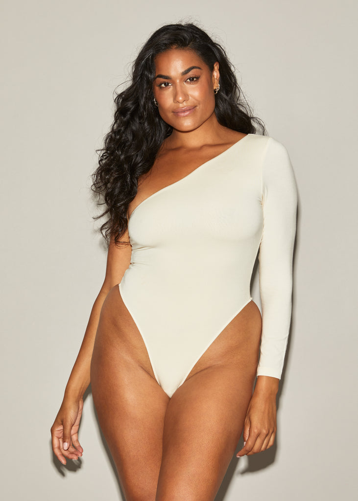 Bodysuit one shoulder ivory - Bodssy